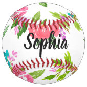 花パーソナライズされた女ソフトボール提案 ソフトボール (裏面)