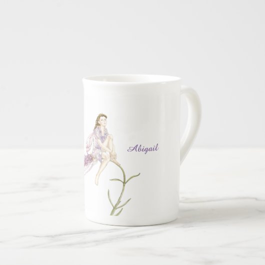 花パーソナライズされた妖精ボーン中国マグ ボーンチャイナマグカップ (正面右)