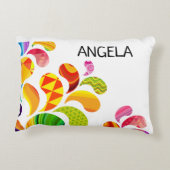 花パーソナライズされた枕 アクセントクッション (裏面)