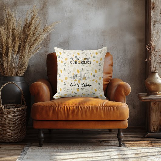 花パーソナライズされた柄のドバイスカイライン クッション