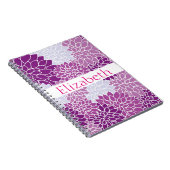 花パーソナライズされた柄ピンク白パープル ノートブック (右側)