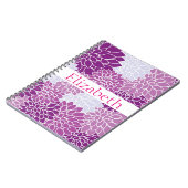 花パーソナライズされた柄ピンク白パープル ノートブック (左側)