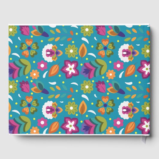 花パーソナライズされた柄メキシ結婚カン ゲストブック (裏面)