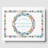 花パーソナライズされた柄メキシ結婚カン ゲストブック (正面)