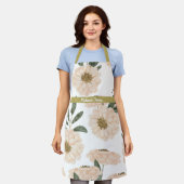花パーソナライズされた柄レディース エプロン (着用した状態)