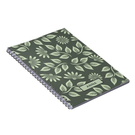 花パーソナライズされた柄螺旋状手帳 ノートブック (右側)