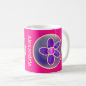 花パーソナライズされた熱ピンク コーヒーマグカップ (正面右)