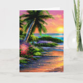 花パーソナライズされた熱帯誕生日カード カード (正面)