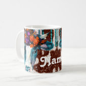 花パーソナライズされた牛デザインコーヒーマグカップ コーヒーマグカップ (正面左)