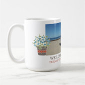 花パーソナライズされた自分の文字と写真を追加 コーヒーマグカップ (左)