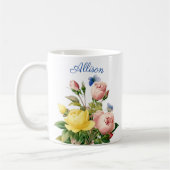 花パーソナライズされた自然 コーヒーマグカップ (左)