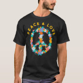 花ヒッピー衣装ピースサイン平和と愛 Tシャツ (正面)