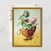 花ビクトリアンが蝶はがきに乗る ポストカード (正面/裏面)