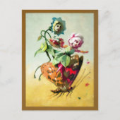 花ビクトリアンが蝶はがきに乗る ポストカード (正面)