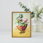 花ビクトリアンが蝶はがきに乗る ポストカード (スタンド正面)