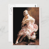 花ビクトリアンと仮面の絵画女性 ポストカード (正面/裏面)