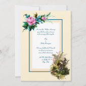 花ビクトリアンの巣に入った元鳥結婚 招待状 (正面)