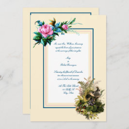 花ビクトリアンの巣に入った元鳥結婚 招待状