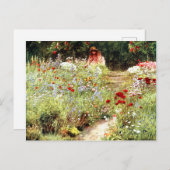 『花ビクトリアンの庭の少女』 ポストカード (正面/裏面)