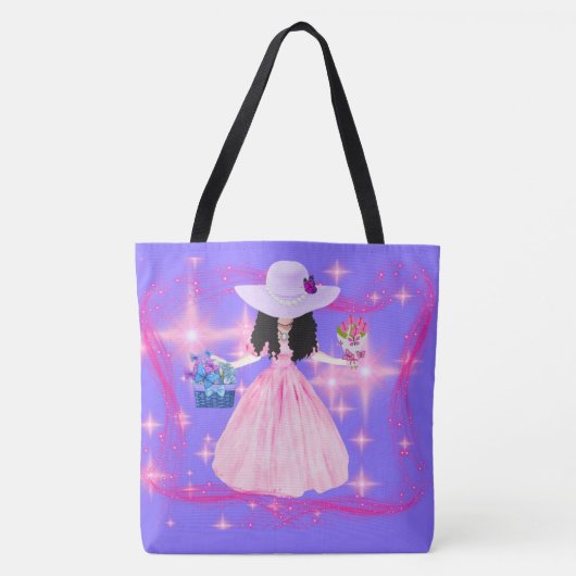 花ビクトリアントートバッグのレディースバスケット トートバッグ (正面)