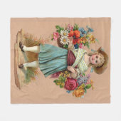 花ビクトリアン女プリント フリースブランケット (正面(横))