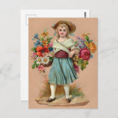 花ビクトリアン少女 ポストカード (正面/裏面)