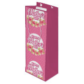 花ピンクと白の水玉模様ハッピーマザーズの日 ワインギフトバッグ (裏面アングル)