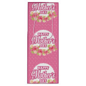 花ピンクと白の水玉模様ハッピーマザーズの日 ワインギフトバッグ (正面)