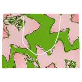 花ピンクと緑AKAソロリティ ラージペーパーバッグ (正面)