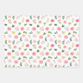 花ピンクのバラと葉 ラッピングペーパーシート (正面)