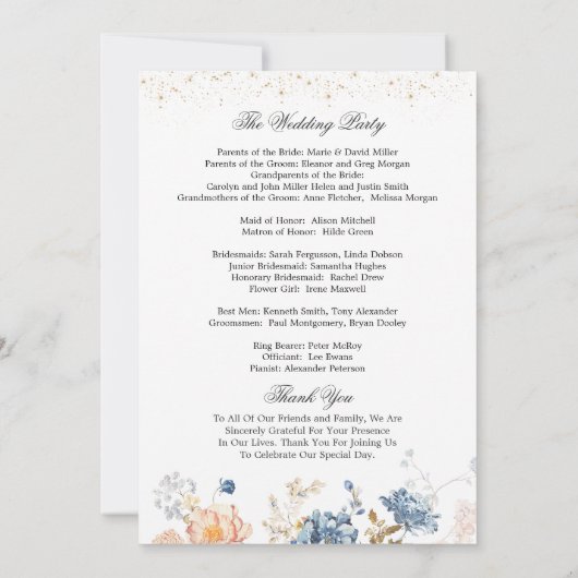 花ピンクのブライダルブループログラム 招待状 (裏面)