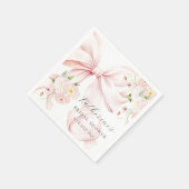 花ピンクのリボン 結婚前のお祝い 紙ナプキン スタンダードカクテルナプキン (角)