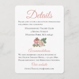 花ピンクのローズウェディング案内詳細 エンクロージャーカード