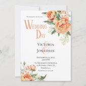 花ピンクの水彩モダン結婚式招待状 招待状 (正面)