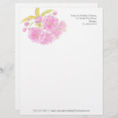 花ピンクの緑の水色のアートレターヘッド レターヘッド (正面/裏面)