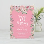 花ピンクの芍薬 70歳の誕生日招待状 招待状 (スタンド正面)