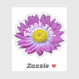 花ピンクの花ステッカーありがとう シール