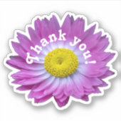 花ピンクの花ステッカーありがとう シール (正面)