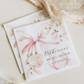 花ピンクの蝶結び ウェディングシャワーの紙ナプキン スタンダードカクテルナプキン