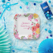 花ピンクガーデン花名 ブライダルシャワー ペーパープレート (パーティー)