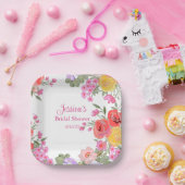 花ピンクガーデン花名 ブライダルシャワー ペーパープレート (パーティー)