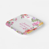 花ピンクガーデン花名 ブライダルシャワー ペーパープレート (傾斜あり)