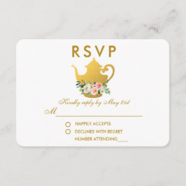 花ピンクゴールドのウェディングシャワー ティーパーティー RSVP R