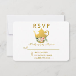 花ピンクゴールドのウェディングシャワー ティーパーティー RSVP R