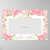 花ピンクゴールドのブライダルシャワー写真小道具 ポスター (正面)