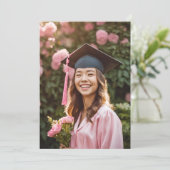 花ピンクモダンの卒業式 招待状 (スタンド正面)