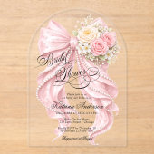 花ピンクリボン エレガント ブライダルシャワー アクリル招待状 (正面)