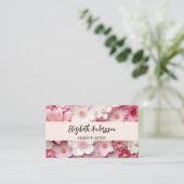 花ピンク白い写真QRロゴ 名刺 (スタンド正面)