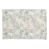 花ピンク緑の花の柄ホームデコール 枕カバー (正面)
