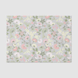 花ピンク緑の花柄 薄葉紙